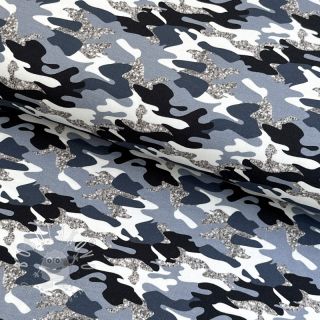 Úplet Shimmering camouflage blue digital print