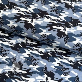 Úplet Shimmering camouflage blue LEO digital print