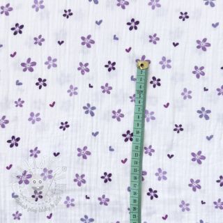 Dvojitá gázovina/mušelín Faded flowers Snoozy violet