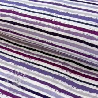 Dvojitá gázovina/mušelín Small stripes Snoozy violet
