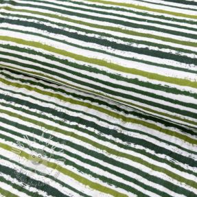 Dvojitá gázovina/mušelín Small stripes Snoozy camo green