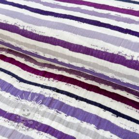 Dvojitá gázovina/mušelín Big stripes Snoozy violet
