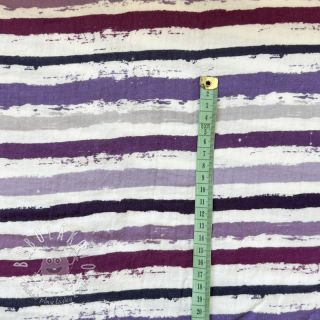 Dvojitá gázovina/mušelín Big stripes Snoozy violet