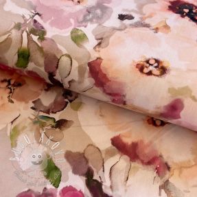 Viskóza Twill Blury florals naturels digital print