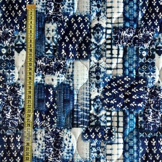 Prešívaná látka VELVET Patchwork navy digital print