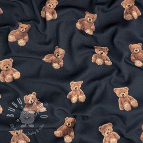 Úplet Teddy bears navy digital print ORGANIC