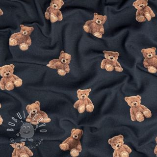 Úplet Teddy bears navy digital print ORGANIC