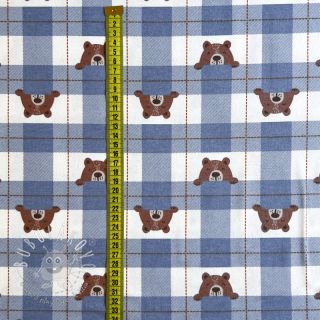 Bavlnená látka FLANNEL Bear check jeans