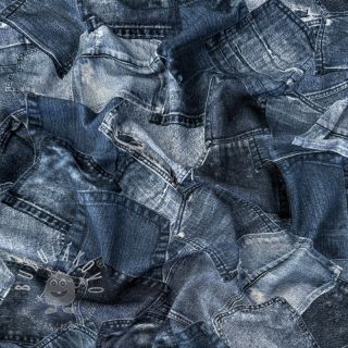 Úplet Jeans pocket navy digital print