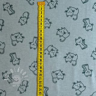 Bavlnená látka FLANNEL Cats mint