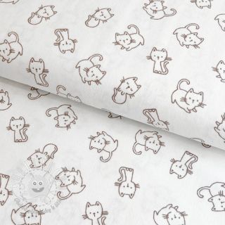 Bavlnená látka FLANNEL Cats off white