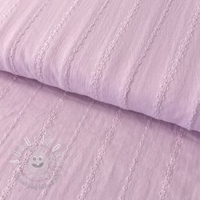 Bavlnená látka VOILE Embroidery Stripes lilac