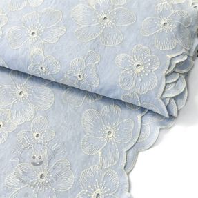 Bavlnená látka Embroidery Emilia light blue 2-side border