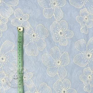 Bavlnená látka Embroidery Emilia light blue 2-side border