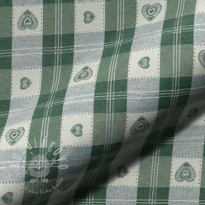 Dekoračná látka jacquard DOUBLE FACE Landhaus Heart Check forest green