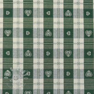 Dekoračná látka jacquard DOUBLE FACE Landhaus Heart Check forest green