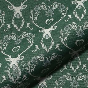 Dekoračná látka jacquard DOUBLE FACE Landhaus Deer Heart forest green