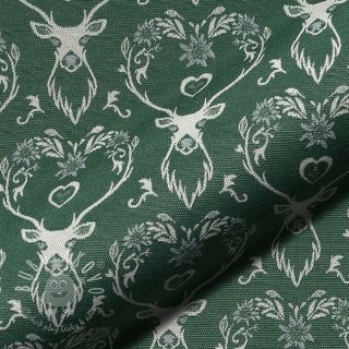 Dekoračná látka jacquard DOUBLE FACE Landhaus Deer Heart forest green