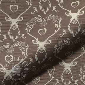 Dekoračná látka jacquard DOUBLE FACE Landhaus Deer Heart taupe