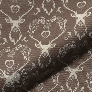 Dekoračná látka jacquard DOUBLE FACE Landhaus Deer Heart taupe