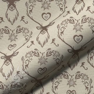 Dekoračná látka jacquard DOUBLE FACE Landhaus Deer Heart taupe