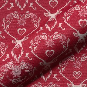 Dekoračná látka jacquard DOUBLE FACE Landhaus Deer Heart dark red