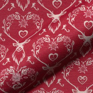 Dekoračná látka jacquard DOUBLE FACE Landhaus Deer Heart dark red