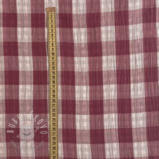 Dvojitá gázovina/mušelín Double sided CHECKS MINI rosewood