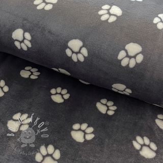 Wellness Fleece Dog paw dark grey