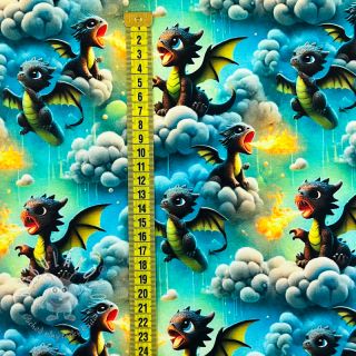 Úplet Cute dragons design B digital print